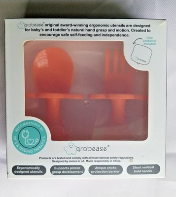 Cucharas para bebés, utensilios para niños pequeños y bebés, tenedor de alimentación para bebés, 1 juego, naranja Foto 1 de 4