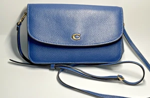 BORSA A TRACOLLA HAYDEN IN PELLE DI CIOTTOLI LUCIDA - BLU, ACCENTI ORO I667 - Foto 1 di 24