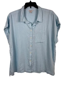 Orvis Classic Collection XXL Leinenmischung hellblau Flügelärmel Knopfleiste Oberteil - Bild 1 von 13