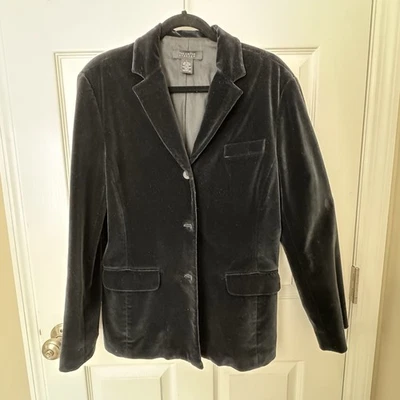 Blazer elástico de terciopelo negro para mujer The Limited talla L Foto 1 de 4