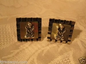 Art Deco Men's Vintage Silvertone Cuff Links Jewelry - Picture 1 of 7