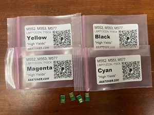 4 Toner Chips for HP M552, M553, M577 (CF360X ~ CF363X), Canon 040, 040H Refill - Picture 1 of 3