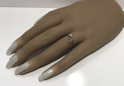 DISNEY Sterling Silver Letter M Initial CZ Mickey Mouse Ring Adjustable Sz 7.5 - Imagem 1 de 4