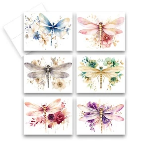 12 Assorted Greeting Cards, All Occasion Note Cards - DragonFly (2 of each) - Picture 1 of 9