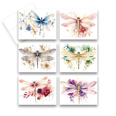 12 Assorted Greeting Cards, All Occasion Note Cards - DragonFly (2 of each) - Image 1 of 4