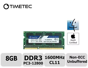 Timetec 8GB DDR3 1600MHz PC3-12800 Non-ECC 1.35V 2Rx8 SODIMM Apple Memory RAM - Picture 1 of 6
