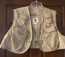Vintage Columbia Vest Hunting Fishing Utility Pockets Short Crop XL Portland Ore