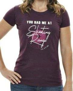 Girls with Guns "You had me at Shooting Range" T-shirt Plum Woman's Size M NWT - Picture 1 of 4