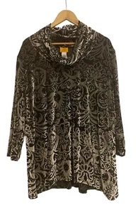 RUBY RD Womens Black Velour Cowl Neck Cottagecore Blouse Size L Boho Party Tunic - Bild 1 von 12