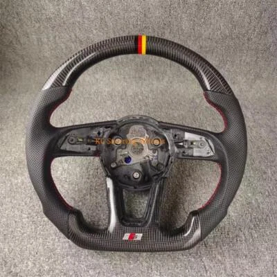 定制碳纤维方向盘红线适用于奥迪 A3 A4 A5 2016 - 2020 — 第 1/4 张图片