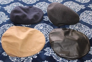 Lot of 4 Vintage Newsboy Cabbie Flat Cap Hats Made In USA (Leather & Wool) Vtg - Picture 1 of 15