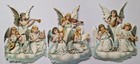 Paper Picture Scraps 3 Die Cut Outs Angels Playing Music Lithographic Antique