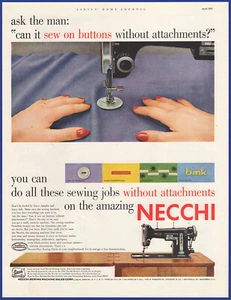 Anuncio impreso vintage 1953 NECCHI máquinas de coser efímero años 50 - Imagen 1 de 1