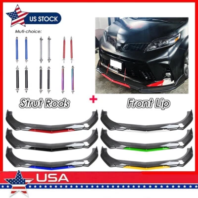 Kit de carrocería separador de labios de parachoques delantero de fibra de carbono para Toyota Sienna LE CE SE Foto 1 de 4