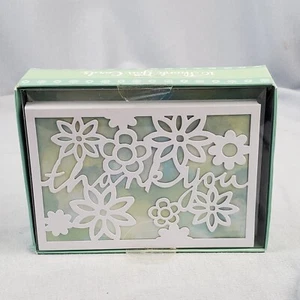 Punch Studio Thank You Note Card Set Lace Flowers Watercolor NIB 10 Cards & Enve - Picture 1 of 6