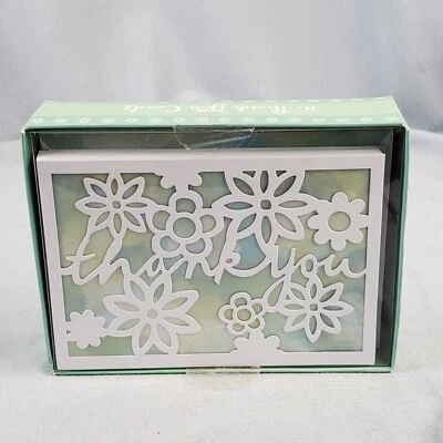 Punch Studio Thank You Note Card Set Lace Flowers Watercolor NIB 10 Cards & Enve - Image 1 of 4