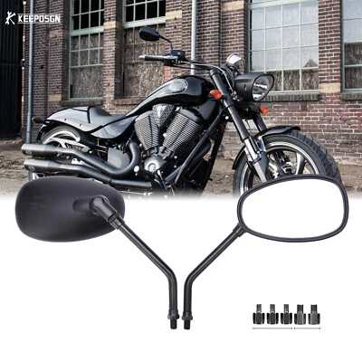 Par de espejos laterales para motocicleta NEGROS para Victory Hammer 8 bolas Cross Roads Kingpin Foto 1 de 4
