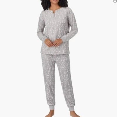 NUEVO Pijama polar elástico sedoso gris ropa de dormir XXL Nautica 2 piezas para mujer Foto 1 de 4
