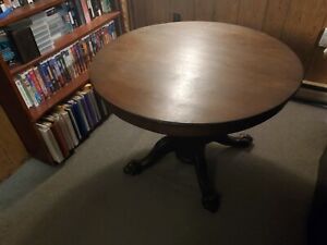 Round Table, expandable (No Leaf), brown, pedestal table, 4 feet