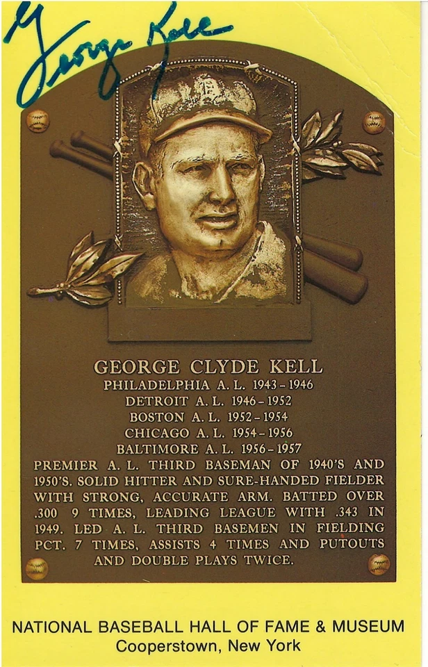 GEORGE KELL DETROIT TIGERS RARE BASEBALL HOF PLAQUE POSTCARD - Image 1 of 1