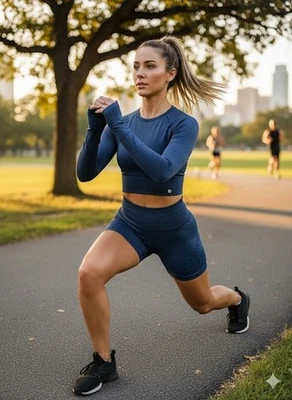 ALGODÓN ON BODY ATLÉTICO ATLETISMO AZUL MARINO SHORTS SOLO MUJER TALLA M  Foto 1 de 4