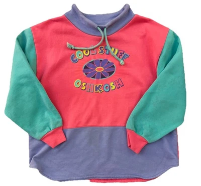 Vintage OshKosh B’gosh Cool Stuff Color Block Girls Sweatshirt USA Size 6x READ - Image 1 of 4