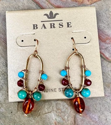 Pendientes colgantes Barse nuevos con etiquetas ámbar, turquesa y rojo escarlata Foto 1 de 3