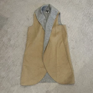 Talbots Women’s Wool Blend Open Cardigan Double Face Reversible Tan Gray Size S - Picture 1 of 7