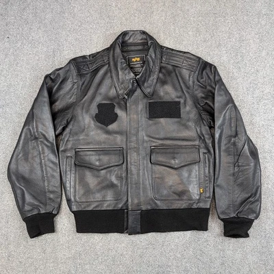 Alpha Industries CWU 45/P Aviator Leather Flight Bomber Jacket Men's S /Rugged - Image 1 of 4