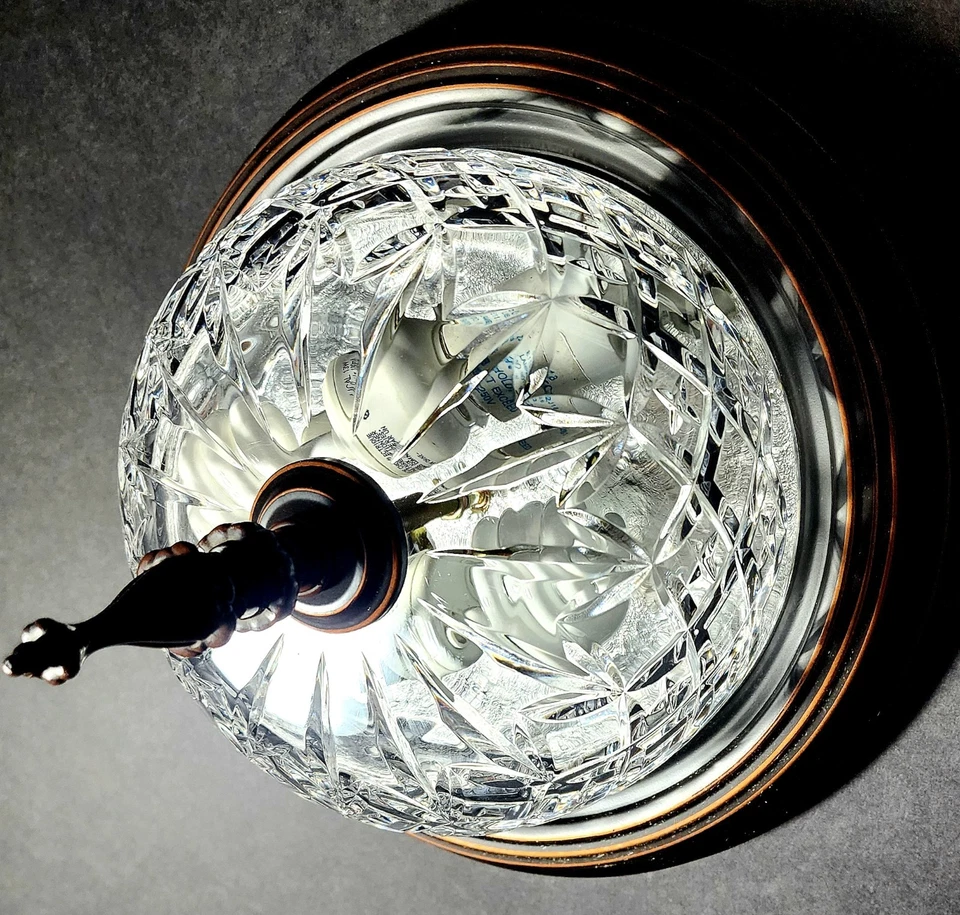 Waterford Crosswick 8 Inch Crystal Ceiling Shade With Oiled Bronze Light Fixture - Image 1 of 4