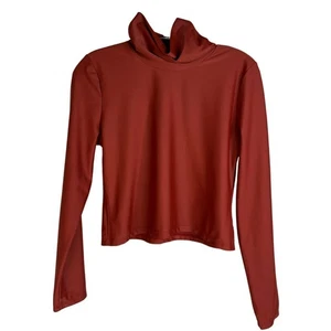 Heidi Merrick Izzy Rash Guard Women M Dark Orange Mock Neck Swim shirt - Picture 1 of 7