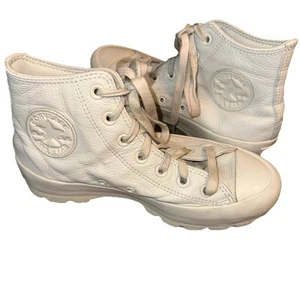 CONVERSE CHUCK TAYLOR ALL STAR  7 PLATFORM LUGGED 2.0 Leather Off WHITE HIGH TOP - Picture 1 of 13