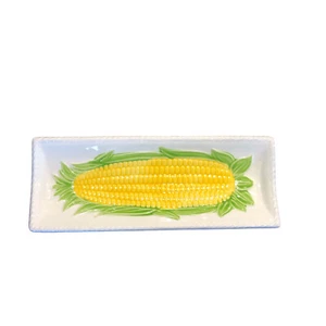 Vtg Ceramic Glazed Corn Cob Butter Tray Holder Dish Plate Japan Serving Knobber - Picture 1 of 10