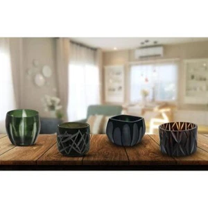 ASPEN Creative CORPORATION Candle Holder 4.25"x4" Votive Tabletop Set of 2 Green - Picture 1 of 2