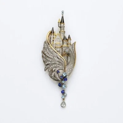 Broche Chinoiserie Declaración Plata Pura 925 Alfombra Roja Hecho a Mano Subasta Joyería Foto 1 de 4