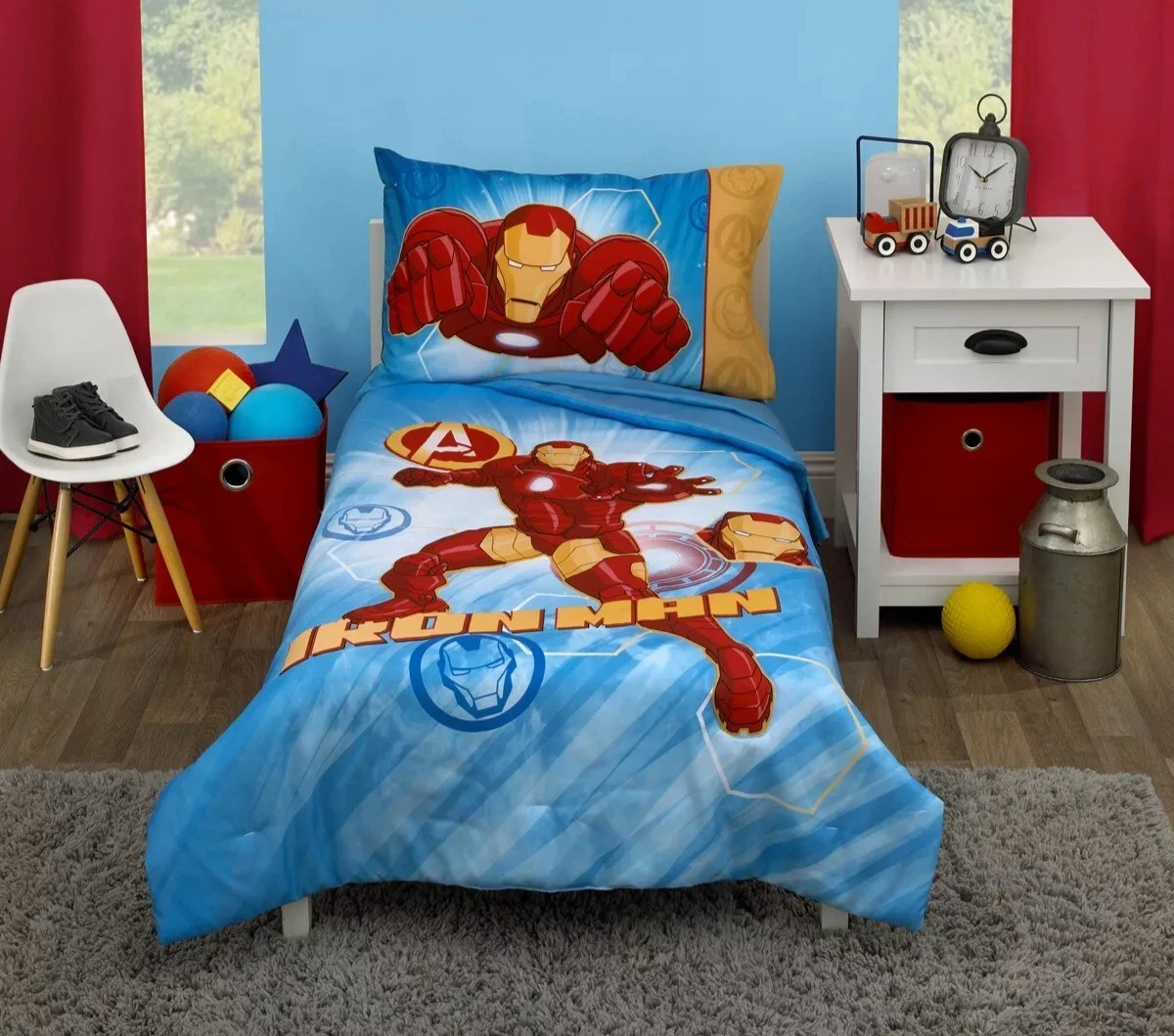 Juego De Ropa De Cama Suave 7 Piezas Para Niños Azul Marino, image size:1200x1059