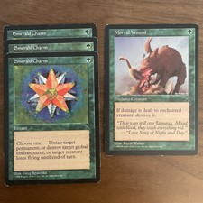 MTG 4x Green Visions Lot - Emerald Charm Mortal Wound Lightly Played 1996