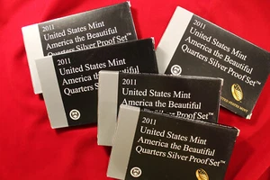 5- 2011  UNITED STATES MINT AMERICA THE BEAUTIFUL QUARTERS SILVER PROOF SETS - Picture 1 of 5