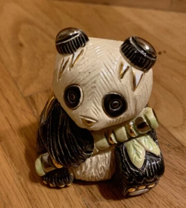De Rosa Rinconada Gold Trim Ceramic Handcrafted Panda Bear Figurine Uruguay - Picture 1 of 9