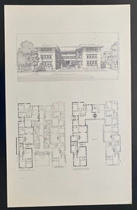 BUILDING PLANS & DESIGNS OF FRANK LLOYD WRIGHT WASMUTH PLATE 56 McARTHUR APT HSE - Picture 1 of 6