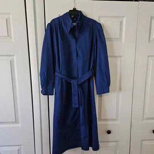Vintage Townhouse Blue Women's Trench Coat  80's Size 8 - Picture 1 of 5