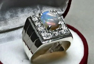 2.5 Carat Natural Australian Fire Opal Sterling Silver 925 Handmade Women Ring - Picture 1 of 12