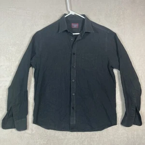 Untuckit Mens Button Down Shirt Large Slim Fit Black Striped Long Sleeve - Picture 1 of 5