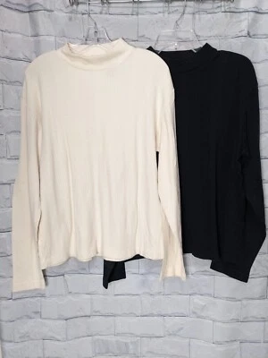 Crazyhorse Claiborne Mens Ivory White &Black Ribbed Mock Neck Long Sleeve Shirts Foto 1 de 4