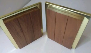 VTG Pair Park Sherman MCM Walnut Wood & Brass Bookends Mid Century Modern - Picture 1 of 10