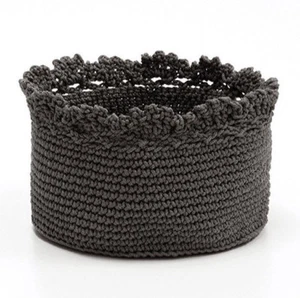Heritage Lace SET OF 3 Crochet Baskets Charcoal color, Machine Wash, 6"x6" Round - Picture 1 of 6