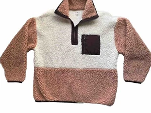 Lou & Grey ¼ Zip Sherpa Color Block Fuzzy Relaxed Top Pullover Women's Size M - Picture 1 of 8