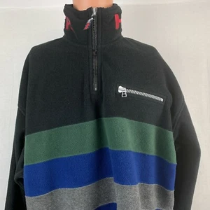 Tommy Hilfiger Outdoors Spell Out Fleece Jacket Vtg 90s Striped Embroidered L - Picture 1 of 6
