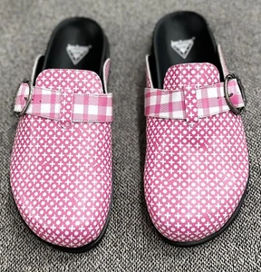 JOHN FLUEVOG Women's Bean Bag Shoes Mules Slip-On Size 12 Pink & White NEW - Picture 1 of 13