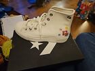 Converse  White Embroidered Hightops Size 5.5
